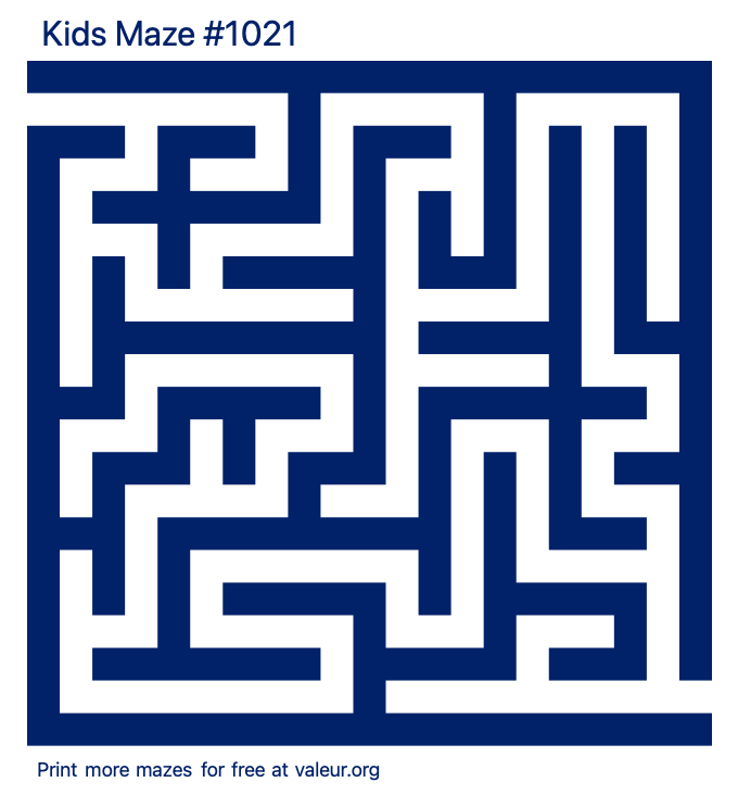 Free Printable Kids Maze number 1021