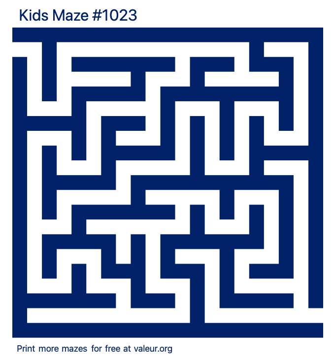 Free Printable Kids Maze number 1023