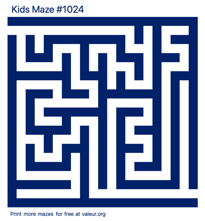 Free Printable Kids Maze number 1024