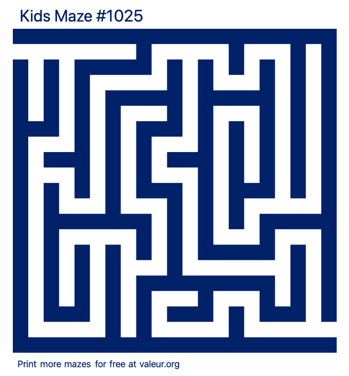 Free Printable Kids Maze number 1025