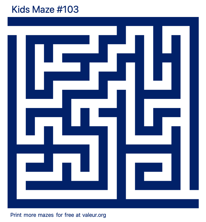 Free Printable Kids Maze number 103