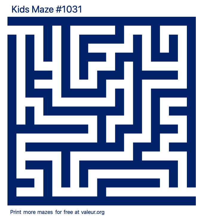 Free Printable Kids Maze number 1031