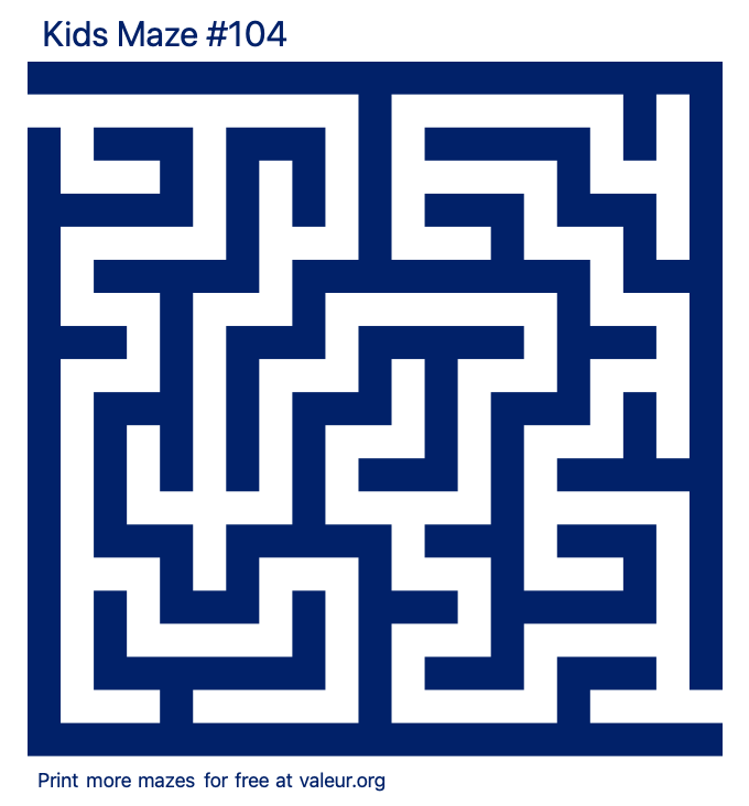 Free Printable Kids Maze number 104