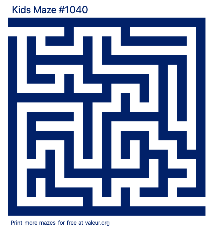 Free Printable Kids Maze number 1040