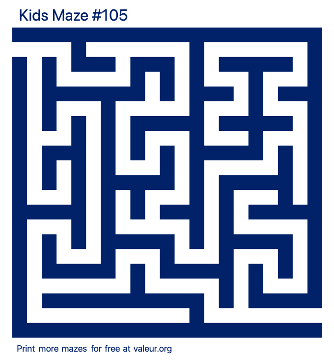 Free Printable Kids Maze number 105