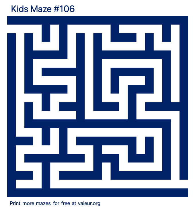 Free Printable Kids Maze number 106