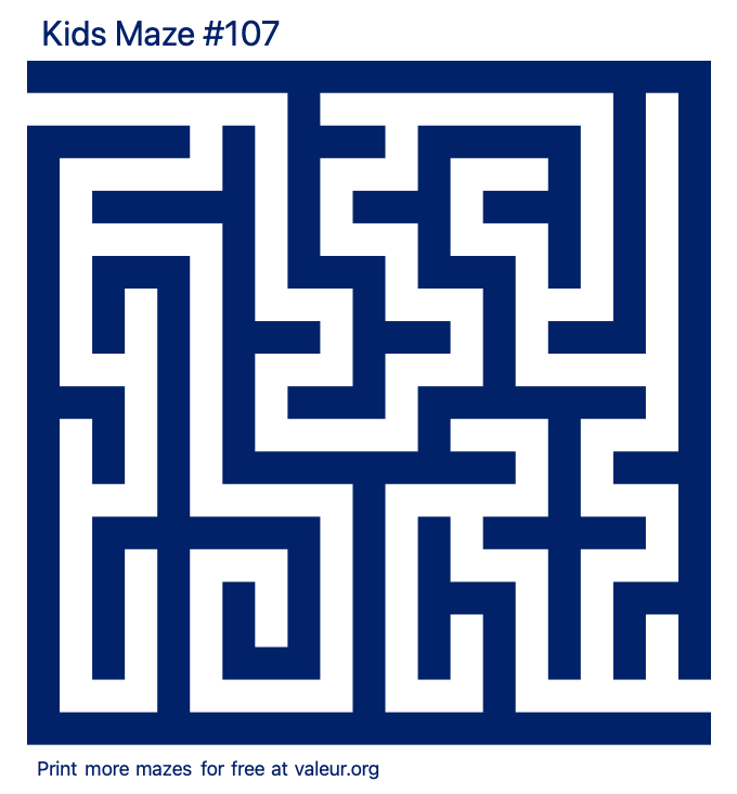 Free Printable Kids Maze number 107