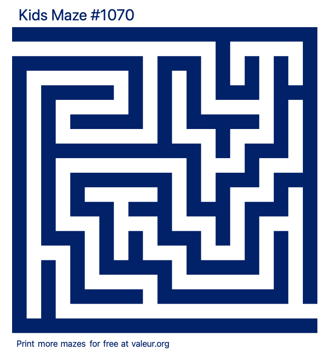 Free Printable Kids Maze number 1070