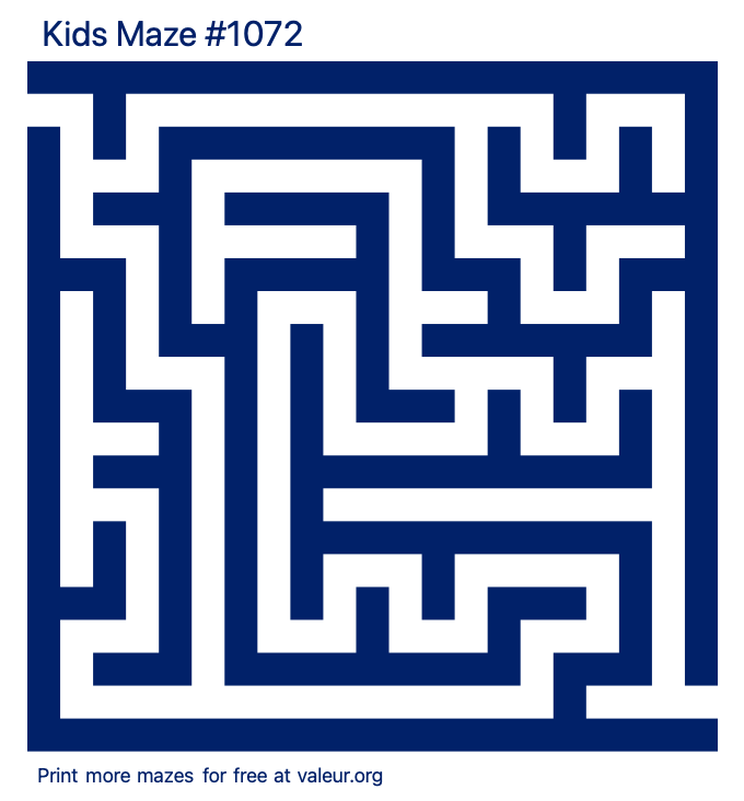 Free Printable Kids Maze number 1072