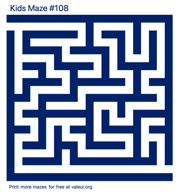 Free Printable Kids Maze number 108