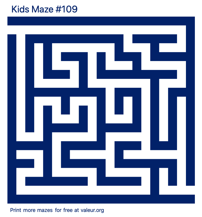 Free Printable Kids Maze number 109