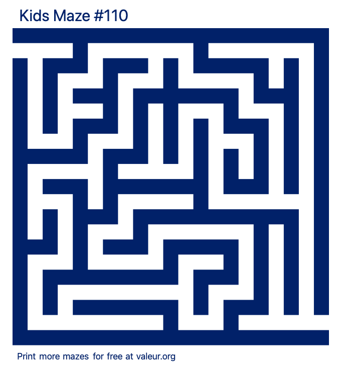 Free Printable Kids Maze number 110