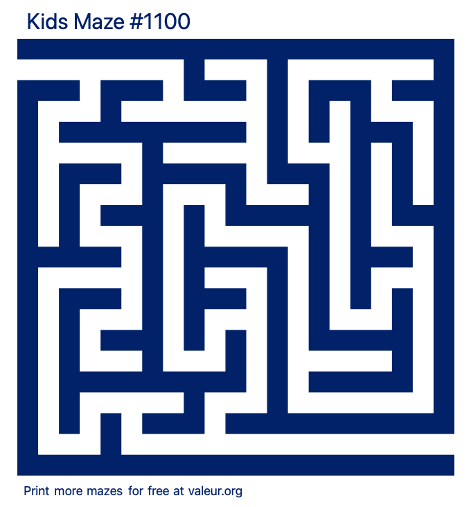 Free Printable Kids Maze number 1100