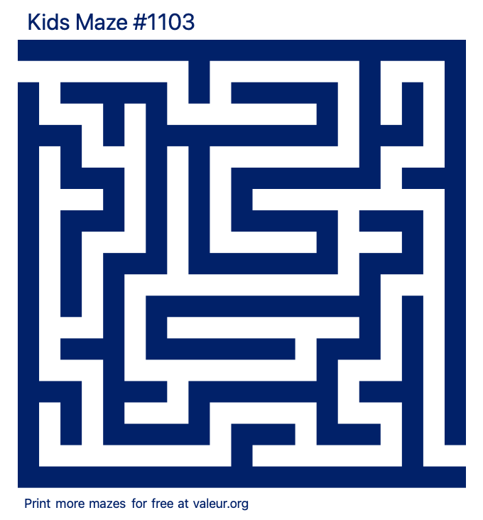 Free Printable Kids Maze number 1103