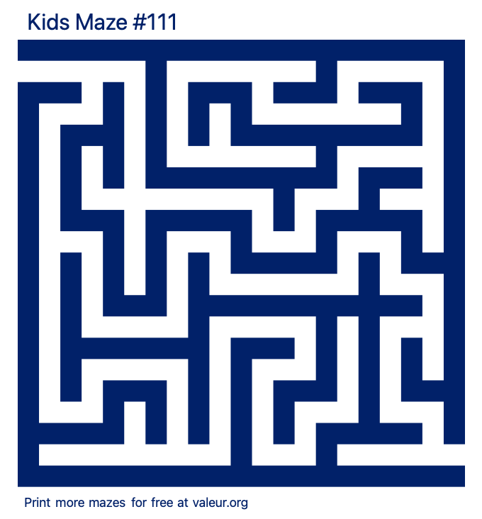 Free Printable Kids Maze number 111