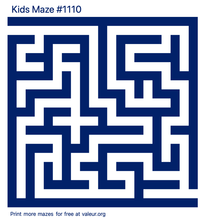 Free Printable Kids Maze number 1110