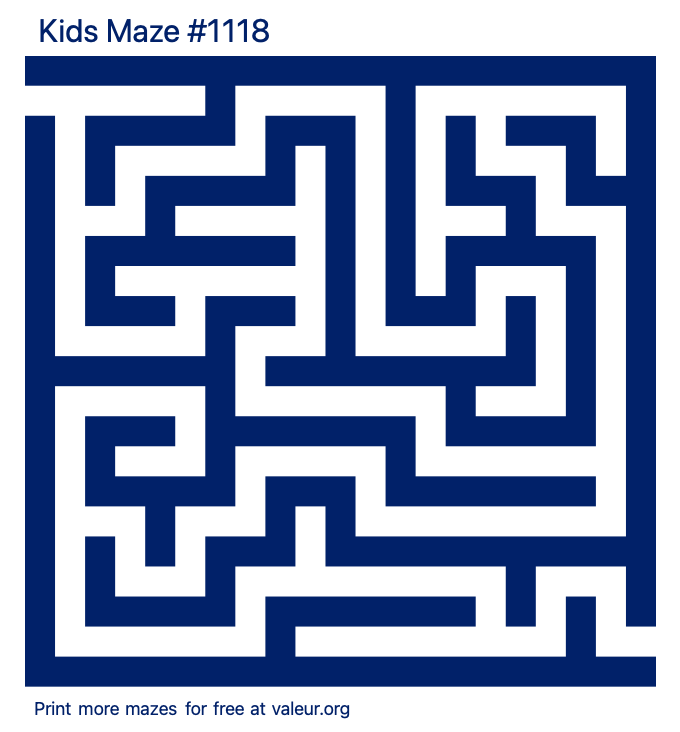 Free Printable Kids Maze number 1118