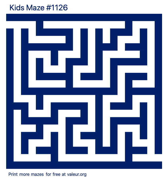 Free Printable Kids Maze number 1126