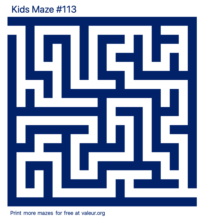 Free Printable Kids Maze number 113