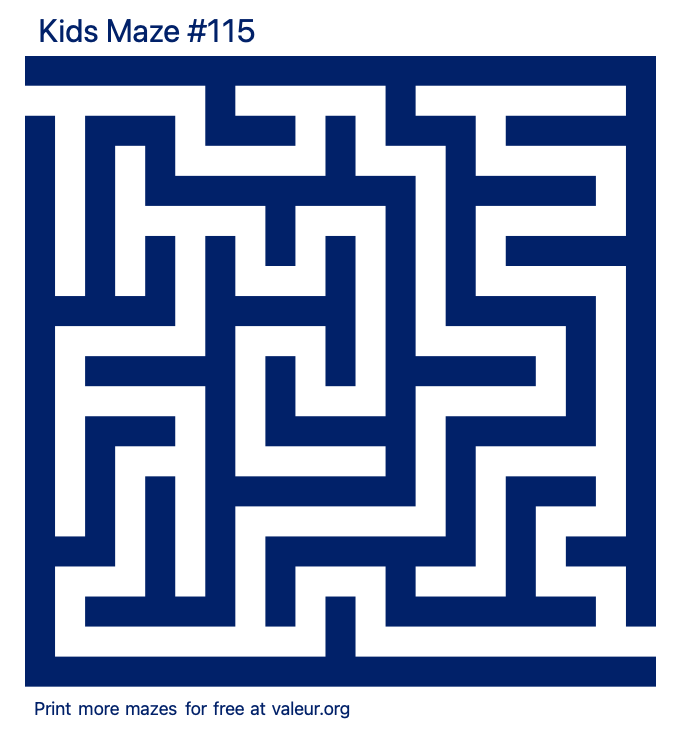 Free Printable Kids Maze number 115