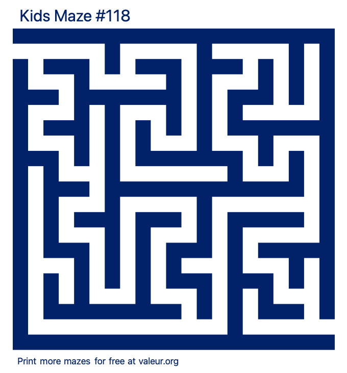 Free Printable Kids Maze number 118