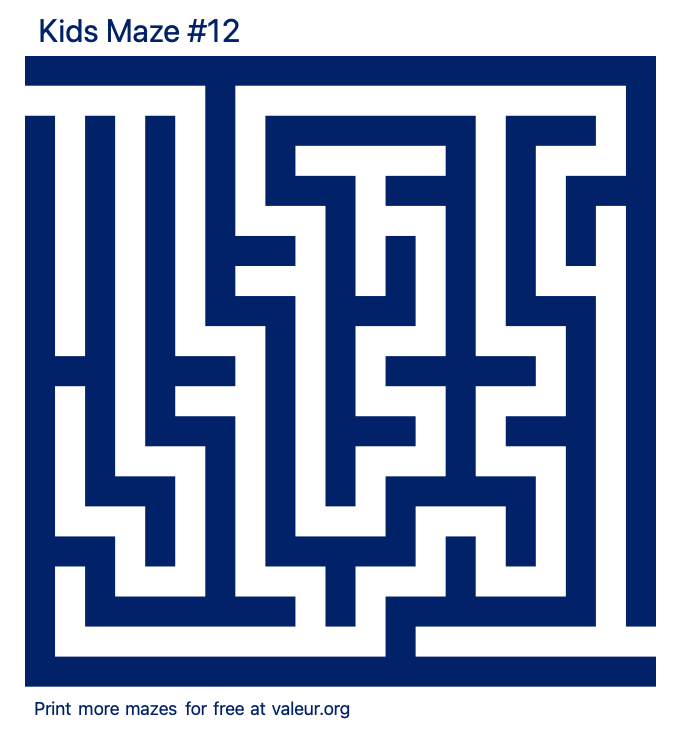 Free Printable Kids Maze number 12