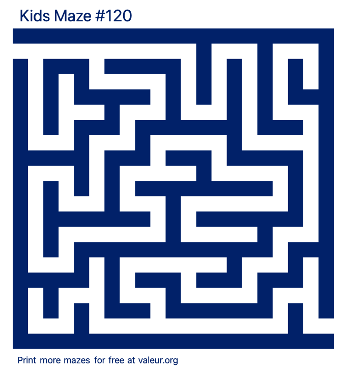 Free Printable Kids Maze number 120