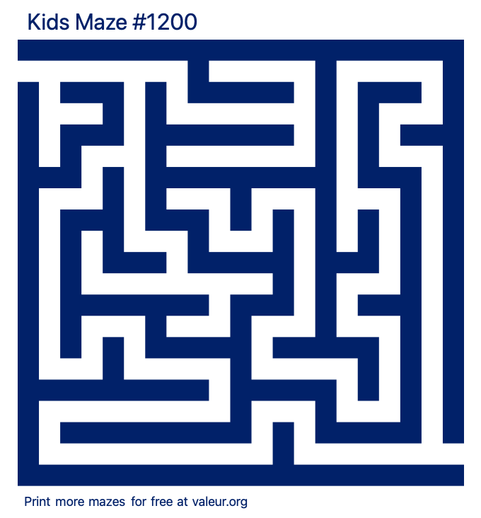 Free Printable Kids Maze number 1200