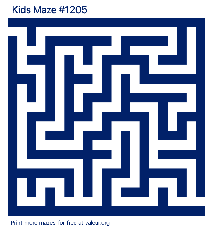 Free Printable Kids Maze number 1205