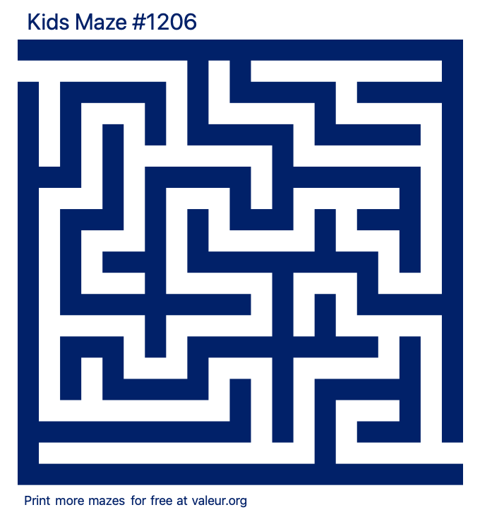 Free Printable Kids Maze number 1206