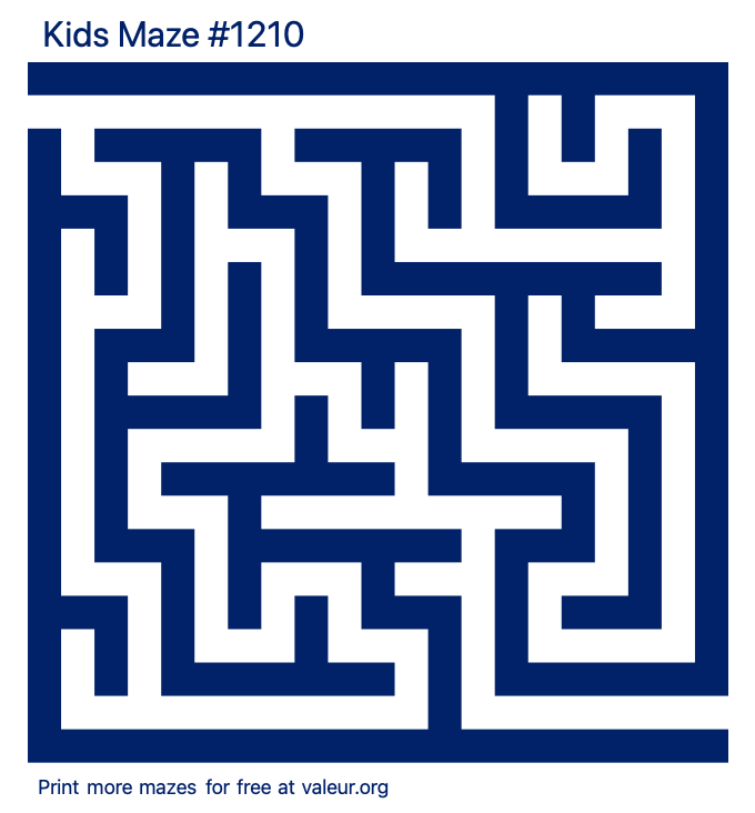 Free Printable Kids Maze number 1210