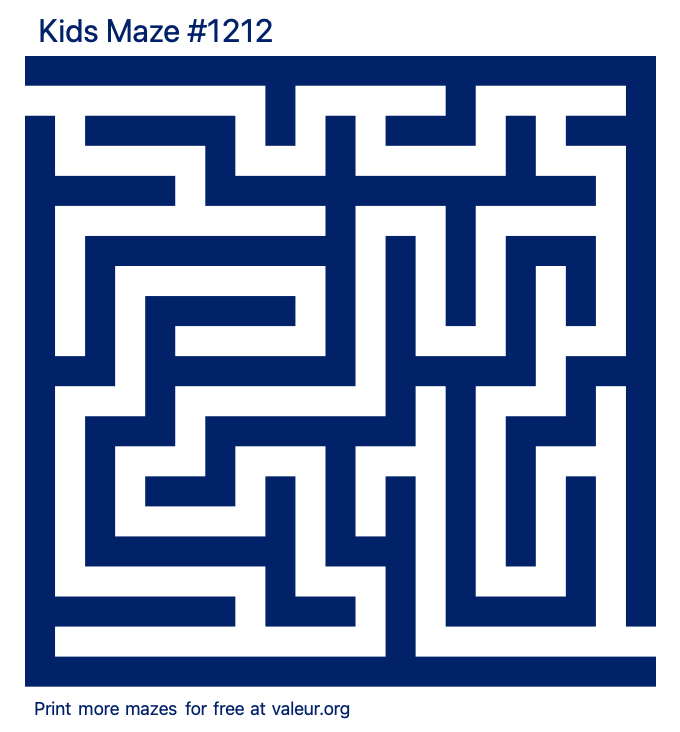 Free Printable Kids Maze number 1212