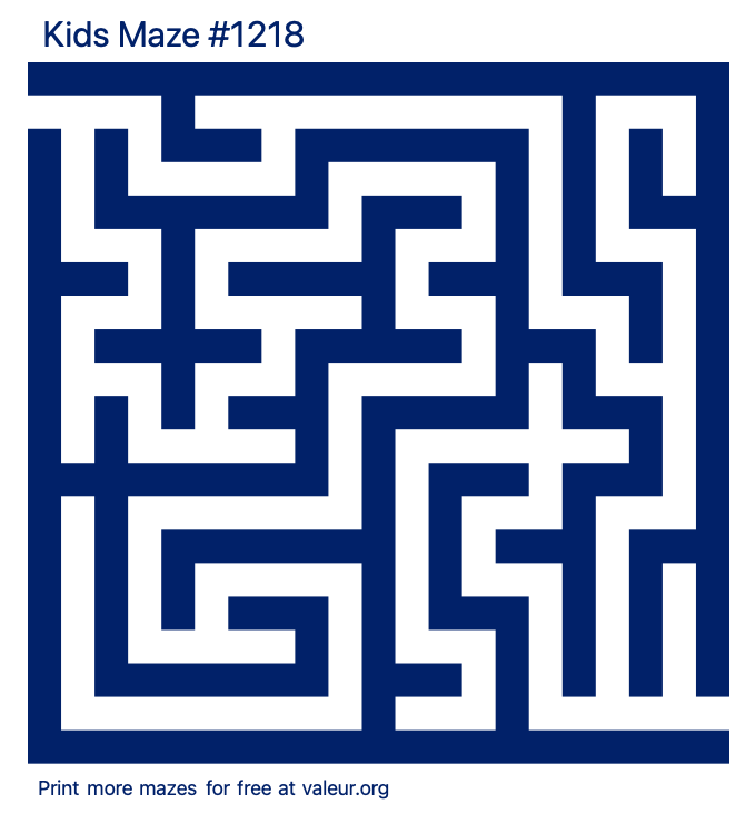 Free Printable Kids Maze number 1218