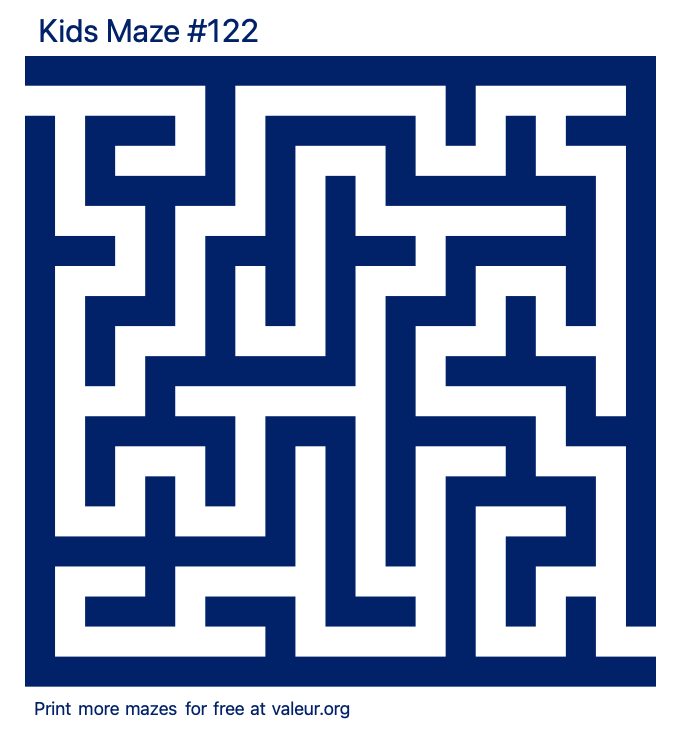 Free Printable Kids Maze number 122