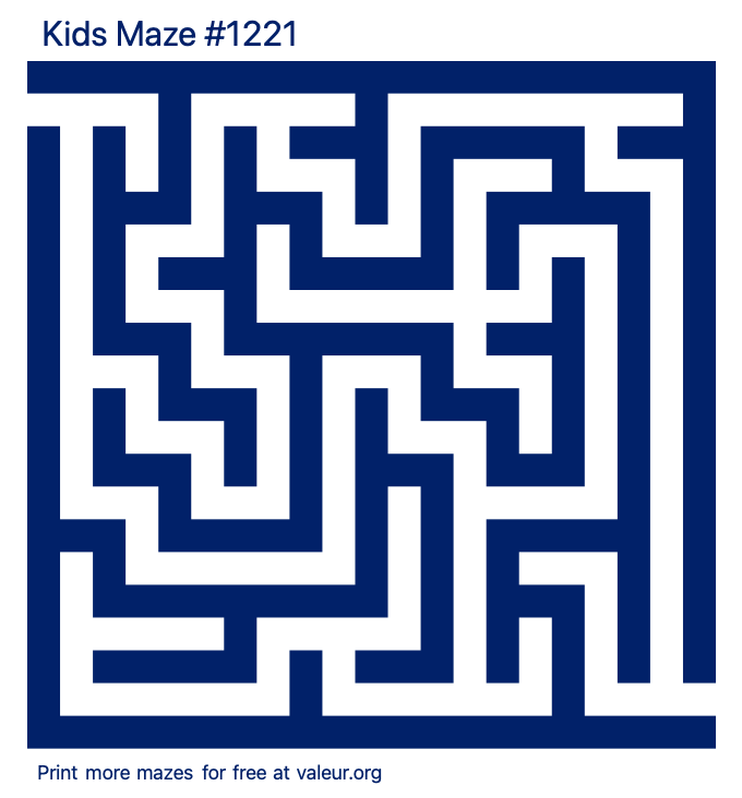 Free Printable Kids Maze number 1221