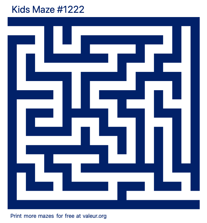 Free Printable Kids Maze number 1222