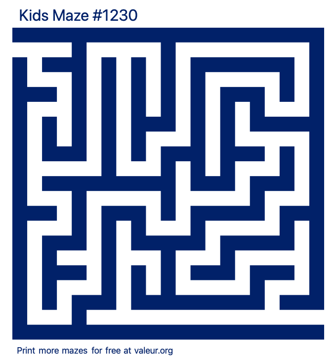 Free Printable Kids Maze number 1230