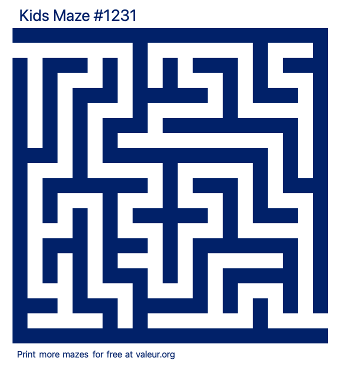 Free Printable Kids Maze number 1231