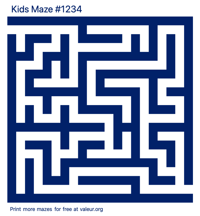 Free Printable Kids Maze number 1234