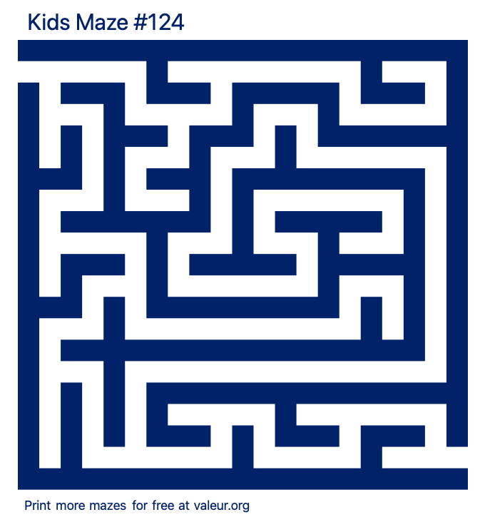 Free Printable Kids Maze number 124