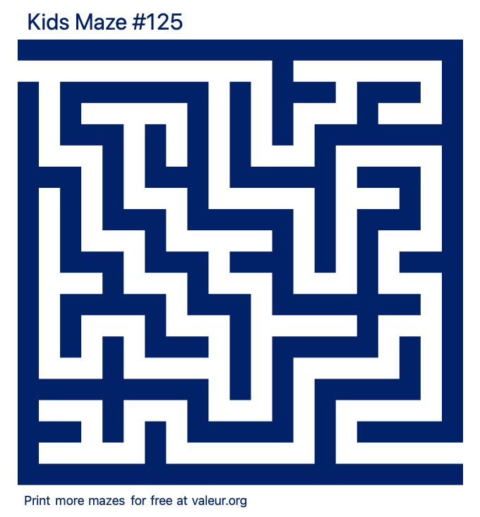 Free Printable Kids Maze number 125