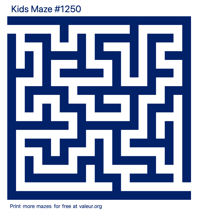 Free Printable Kids Maze number 1250