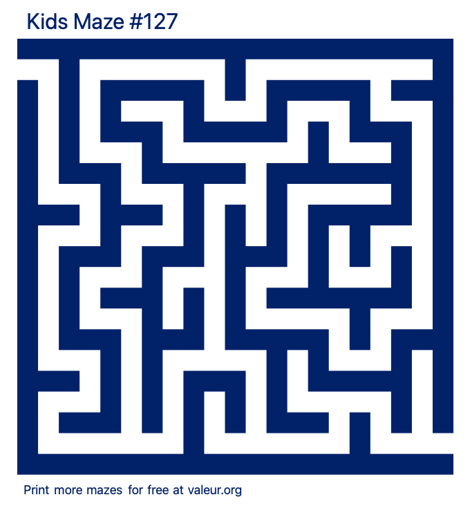 Free Printable Kids Maze number 127