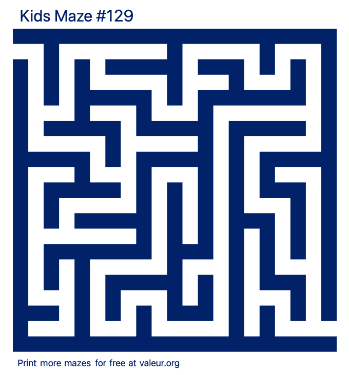 Free Printable Kids Maze number 129