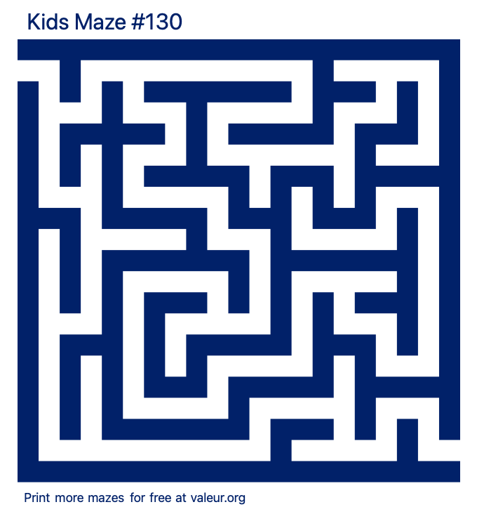 Free Printable Kids Maze number 130