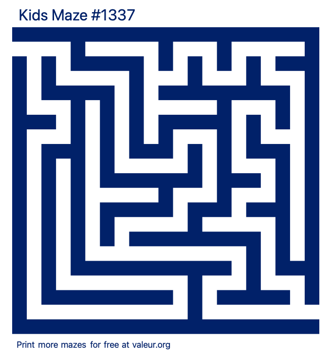 Free Printable Kids Maze number 1337