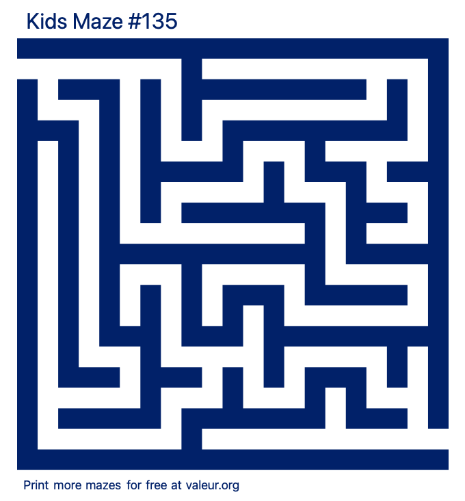 Free Printable Kids Maze number 135