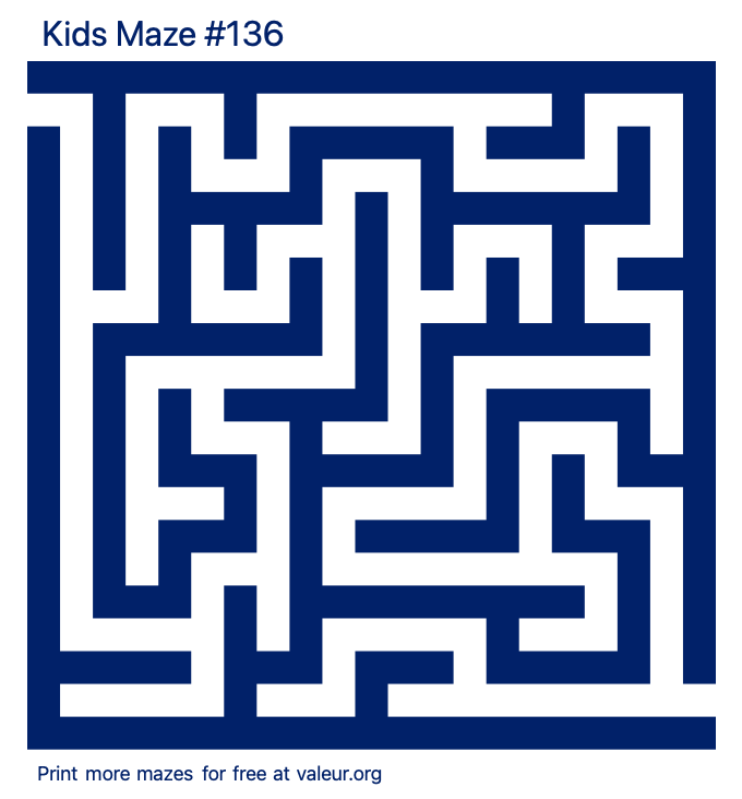 Free Printable Kids Maze number 136