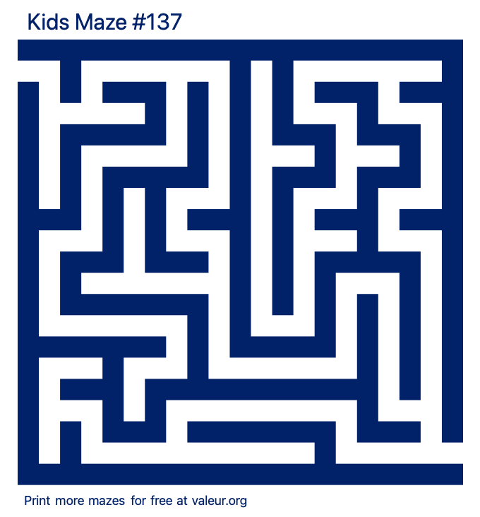 Free Printable Kids Maze number 137