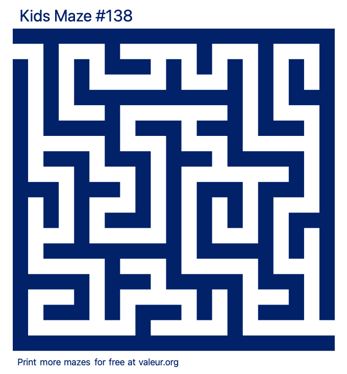 Free Printable Kids Maze number 138